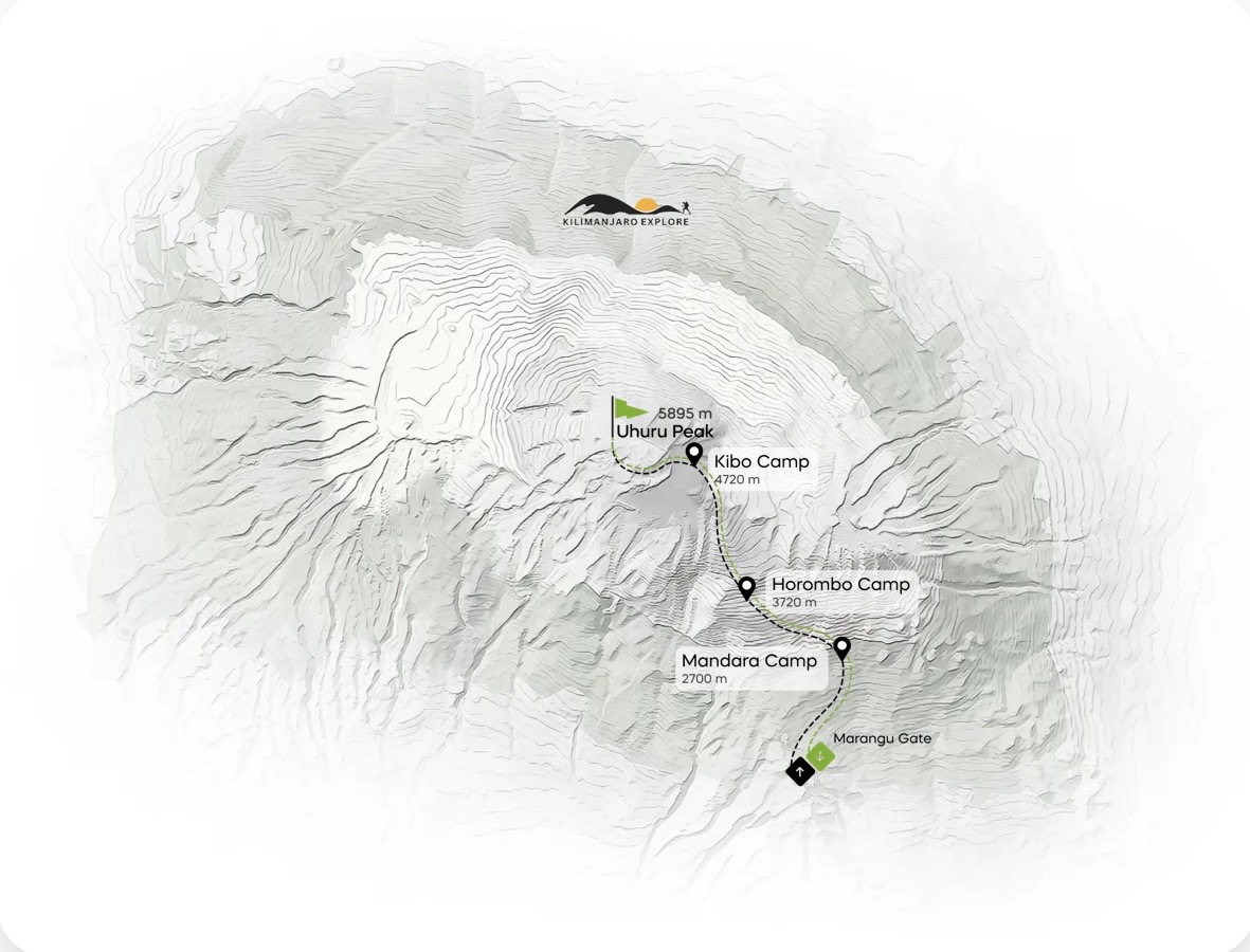 Tour Map for 6 Days Marangu Route
